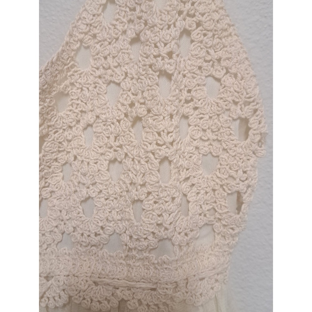 J Gee Cream Lace Ruffle Tiered Mini Dress Boho XL Festival - Picture 4 of 9